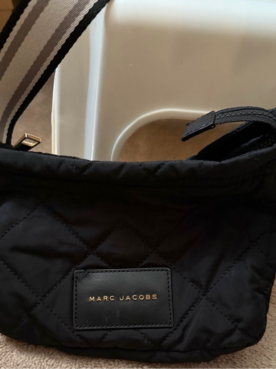 Marc Jacobs Handbags - Marc Jacobs Black Quilted Belt Bag with Striped Strap